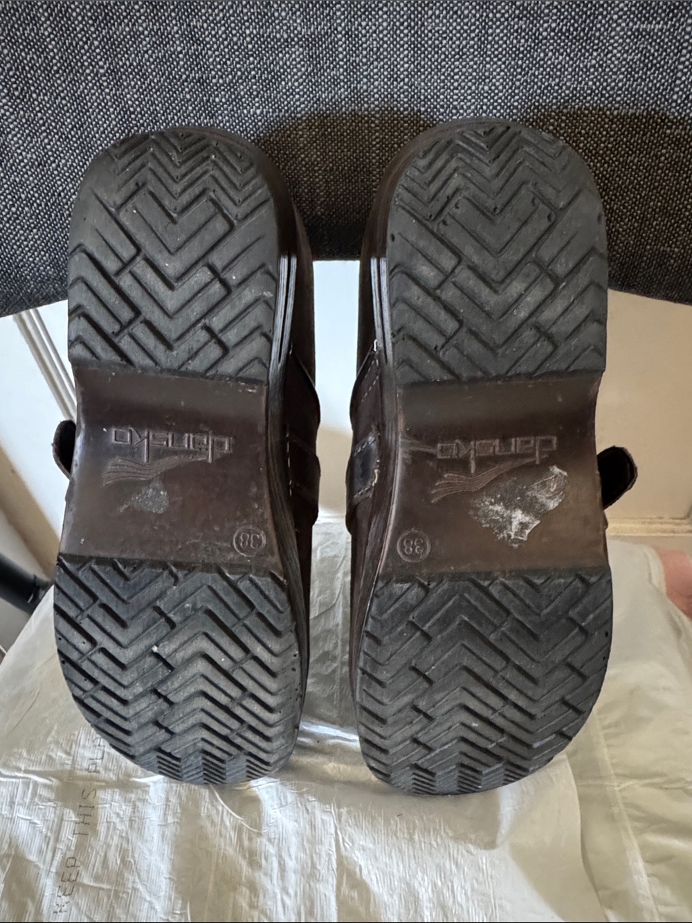 Dansko Brown Leather Clog Mules with Buckle Detail - Picture 3 of 6